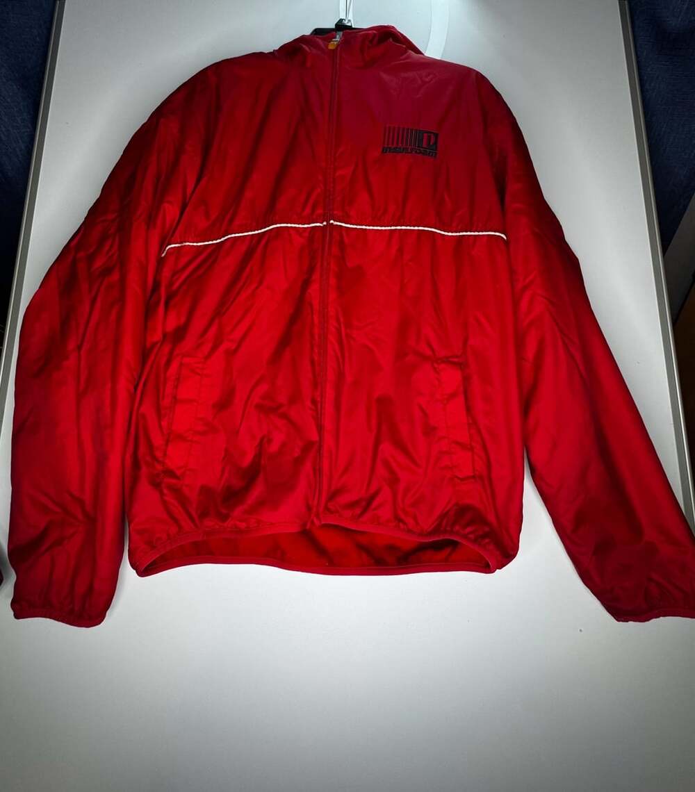 Insulfoam Windbreaker Jacket Size M Red Full Zip Hooded Logo